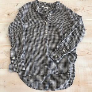 Madewell high-low hem checkered/plaid button down shirt